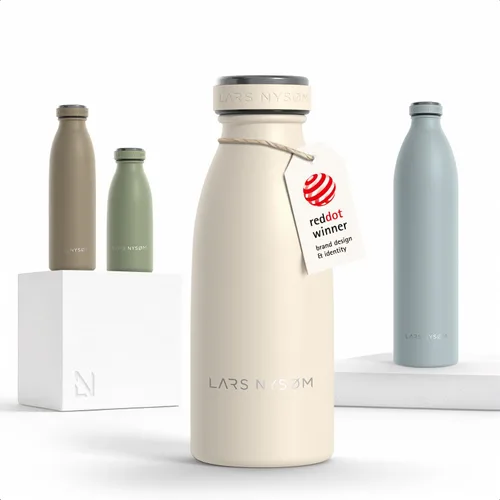 Vista 110 de LARS NYSØM Botella de agua aislada de acero inoxidable de 12 onzas, 17 onzas, 25 onzas, 34 onzas, 51 onzas, frasco térmico aislado para bebidas