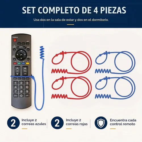 Vista 5 de Remote Leash 4-Pack, Remote Control Tether, Adjustable 2 Blue & 2 Red Azul /Rojo
