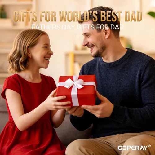 Vista 4 de OOPERAY Regalos para el mejor día del padre, cortador de caja EDC con texto en inglés "To my world's best dad", regalos de cumpleaños del día