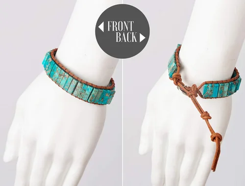 Vista 5 de SPUNKYsoul Pulsera de cuero con cuentas bohemias hechas a mano para mujer