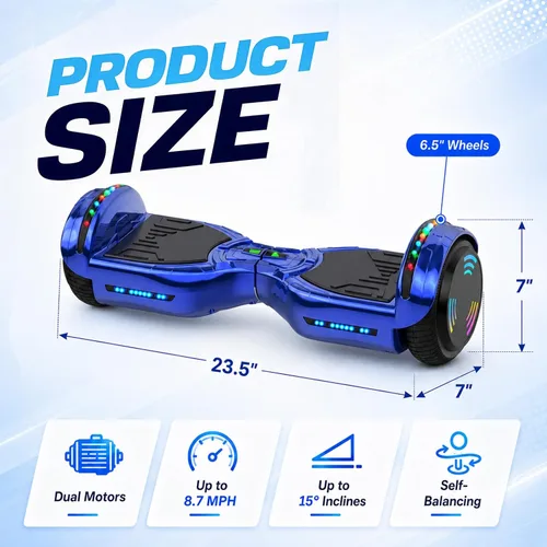 Vista 7 de HOVERSTAR Hoverboard para niños de 7 a 12 años y adolescentes, LED
