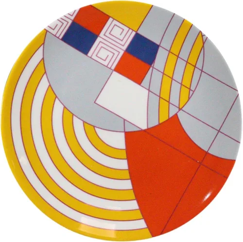 Vista 4 de Ebros Gift Frank Lloyd Wright Architecture Colorful Geometry Contemporary Designer - Platos de cerámica para aperitivos o postres de 7 pulgadas