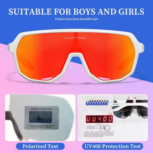 Vista 3 de KAPVOE Gafas de béisbol juveniles de 8 a 14 años de edad para niños, lentes de sol polarizadas para softbol y ciclismo, cara pequeña para adultos