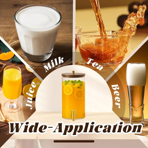 Vista 5 de Dispensador de bebidas de vidrio, dispensador de bebidas de 1.5 galones con soporte, dispensador de limonada con grifo de acero inoxidable, Soporte