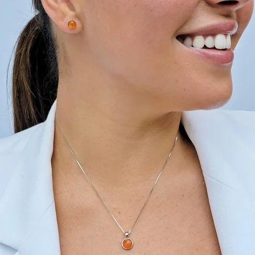 Vista 50 de Pendientes naturales de 0.236 in con chapado en oro blanco sobre plata de ley, bisel cabujón de piedras preciosas regalo de joyería para ella