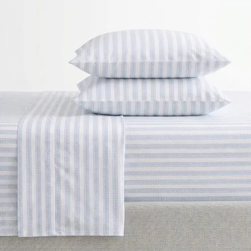 Vista 43 de Martha Stewart - Juego de sábanas tamaño individual con sábana bajera y funda de almohada, ropa de cama de percal de algodón con una sensación