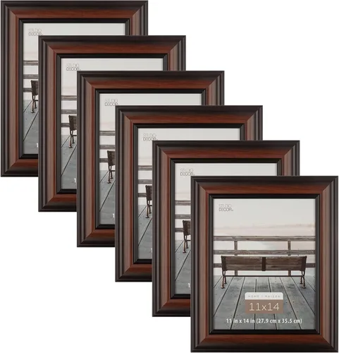 Vista 5 de Studio Decor Home Collection - Marco marrón y negro de 8 x 10 pulgadas, incluye accesorios para colgar prefijados, pantalla horizontal o vertical