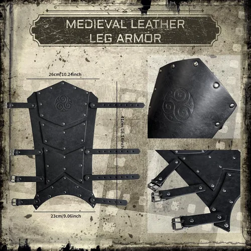 Vista 3 de Conjunto de armadura de pecho de cuero medieval vikingo para hombre, 10 piezas renacentista Cosplay LARP ajustable Ren Faire Knight armadura conjunto