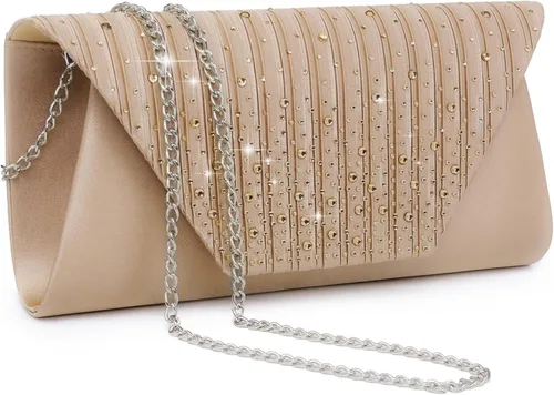 Vista 13 de Bolso de mano de noche con diamantes de imitación con purpurina para boda, fiesta, cóctel, baile de graduación, bolso formal en caja de regalo