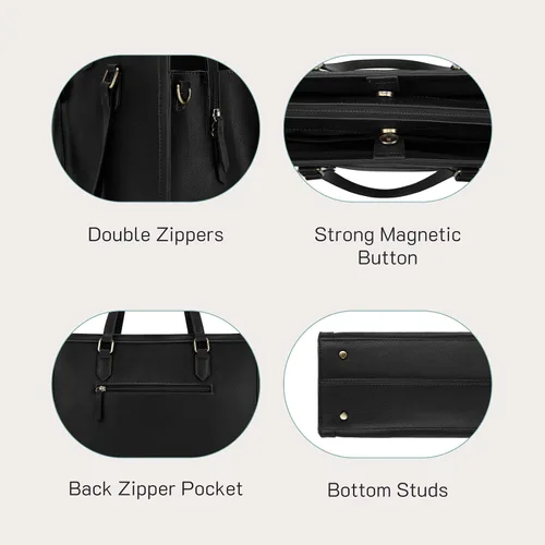 Vista 5 de Missnine Bolsa Tote para Laptop para Mujeres 15.6 Pulgadas, Bolsas de Trabajo de Cuero, Cartera de Computadora para Maestras, Maletín, Bolso de Mano