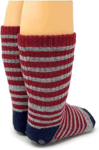 Vista 2 de WARRIOR ALPACA SOCKS - Niños Comfort Acolchado Retro Mini-Stripe Quarter Crew - Unisex con Apliques Antideslizantes