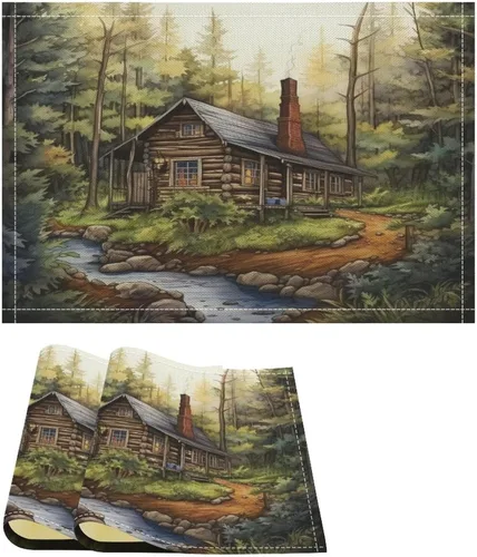 Vista 24 de Juego de 2 manteles individuales vintage con libélula francesa, a prueba de manchas, antideslizantes, resistentes al calor, manteles individuales