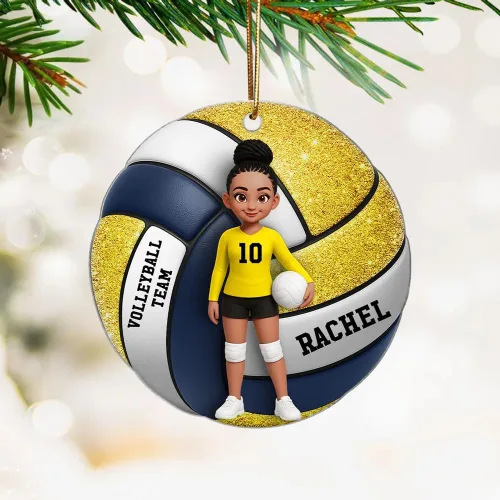 Vista 4 de NONI Adorno de efecto 3D personalizado para jugador de voleibol, regalo único para amantes del voleibol, jugadores y amigos, recuerdo de decoración