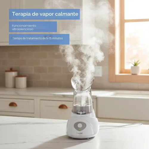 Vista 3 de Beurer Inhalador de vapor SI30 para congestión sinusal y alergias, sin medicamentos, configuración rápida de 3 a 5 minutos, ultra silencioso
