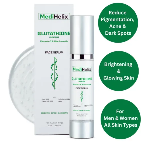 Vista 2 de Suero facial glutatión con vitamina C y niacinamida – Suero iluminador para manchas oscuras, marcas de acné y tono de piel desigual, con ácido