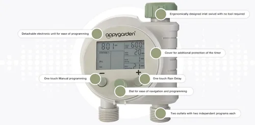 Vista 6 de Appy Garden Edge 2 Plus Temporizador automático programable para grifo de manguera de rociador (doble puerto)