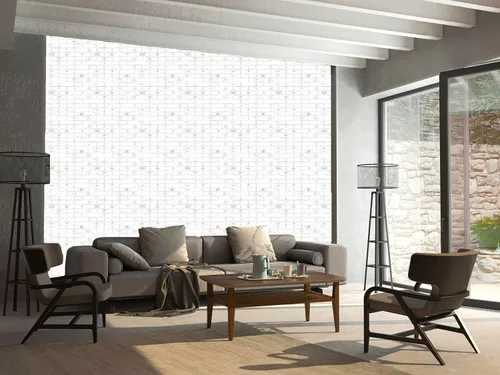 Vista 2 de Dundee Deco Panel de pared 3D de PVC de ladrillos sintéticos blancos, 2.9 pies x 2.1 pies (35.4 in x 25.2 in), decoración de paneles de pared