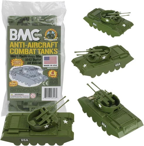 Vista 5 de BMC Classic Payton Anti-Aircraft Tanks - 4 piezas de vehículos de hombres del ejército de plástico negro