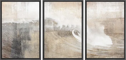 Vista 94 de wall26 Lienzo enmarcado para pared, juego de arte con trazos de pintura roja y naranja vibrante, paisaje, formas abstractas, ilustraciones, arte