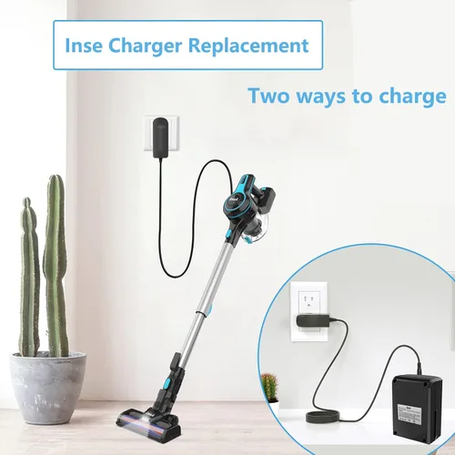 Vista 3 de VHBW Cargador para aspiradora inalámbrica INSE compatible con Inse N5S N5 N6 N6S V70 N6-1 N6-2 AC, cable de alimentación para Wowgo S108, adaptador