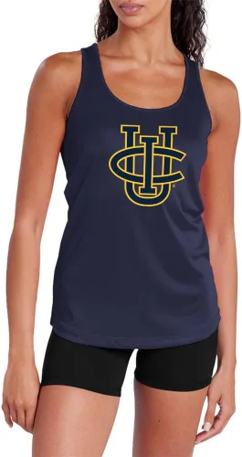 Vista 16 de Camiseta deportiva sin mangas oficial de NCAA Collegiate para mujer, con espalda cruzada, colección con logotipo primario