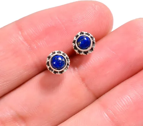 Vista 3 de Aretes de plata de ley 925, joyería minimalista para niña para la oficina y el uso diario, joyería única de piedra fina, regalos para mujeres - niñas