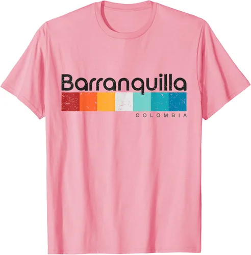 Vista 75 de Barranquilla Colombia - Camiseta de diseño vintage de estilo retro, Blanco, S