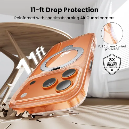 Vista 3 de Funda con soporte de anillo de 360° para iPhone 17 Pro Max con 1 protector de pantalla + 1 funda para cámara, compatible con MagSafe, funda trasera