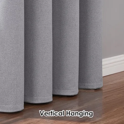 Vista 5 de Melodieux Cortinas 100% opacas para dormitorio, aislamiento térmico, reducción de ruido, cortinas de ventana de lino con ojales para sala de estar