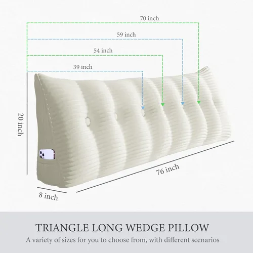 Vista 18 de Almohada de cabecera gruesa totalmente rellena tamaño Queen, cabecera acolchada suave y firme, soporte grande, triangular, almohada de cuña