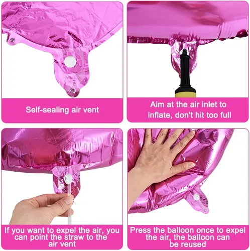 Vista 3 de TONIFUL Globos grandes de 40 pulgadas de color rojo rosa con letras B, globos gigantes de letras del alfabeto, globos grandes de Mylar