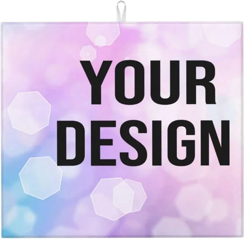 Vista 2 de Tapete de secado de platos personalizado para encimeras de 18 x 16 pulgadas, almohadilla protectora personalizada para escurridor de platos con lazo
