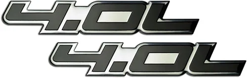 Vista 3 de Placa de identificación con emblema de aluminio real en relieve negro sobre plata altamente pulida de 4.0 litros compatible con Chrysler Dodge Ford