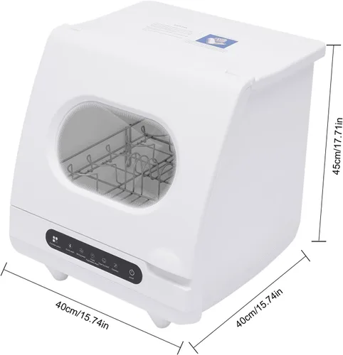 Vista 2 de Mini lavavajillas de encimera de 1200 W, control de panel completo, lavadora de platos portátil y compacta, 5 programas de lavado de 2 a 6