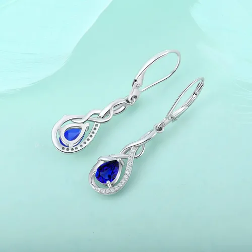 Vista 5 de Starchenie Aretes colgantes de plata de ley con cierre de palanca de infinito, joyas trenzadas