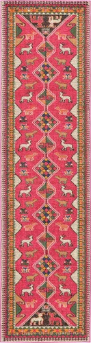Vista 14 de Unique Loom Sedona Collection Southwestern, borde, sobreteñida, animales, tribal, alfombra de área abstracta, 2 pies 2 pulgadas x 6 pies 7 pulgadas