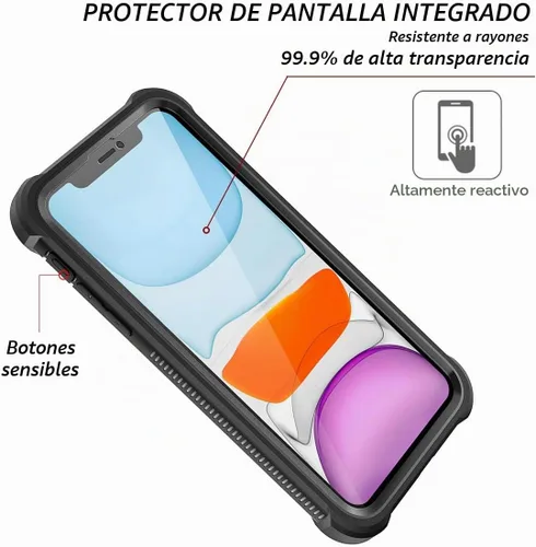 Vista 3 de Dexnor Funda para iPhone 11 con protector de pantalla, transparente, resistente 360, protección de cuerpo completo, a prueba de golpes, parte 11