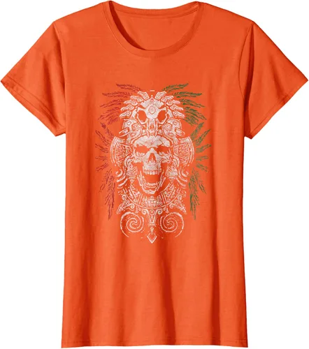 Vista 16 de Camiseta de Calavera Azteca con máscara Mayas Calavera Azteca, Negro