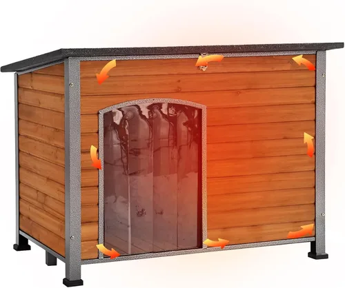 Vista 16 de Aivituvin Casa Grande para Perros al Aire Libre Interior Resistente a la Intemperie para Perros Pequeños, Medianos y Grandes con Marco de Hierro