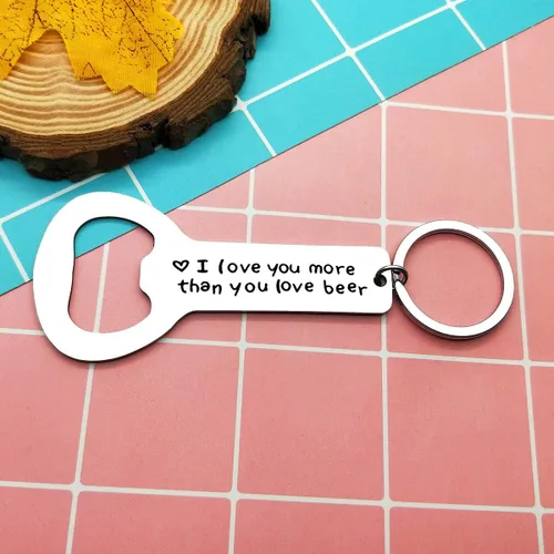 Vista 2 de Regalo del día del padre para papá, regalo personalizado para novio, regalo para novio, con texto en inglés "I Love You More Than You Love", llavero