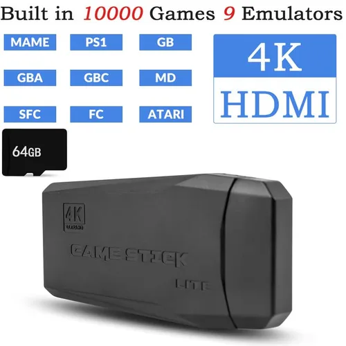 Vista 2 de WWahuayuan Retro Game Console with Dual Controllers Plug & Play Video Game Stick Built in 10000+ Games, 9 Classic Emulators, TV 4K High Definition