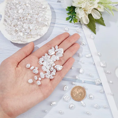 Vista 3 de NBEADS 320 cuentas de perlas de imitación de 8 estilos, mini perlas para manualidades, formas mixtas irregulares, perlas de varios tamaños