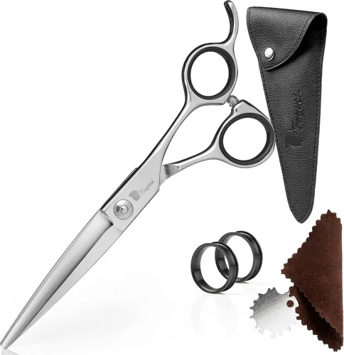 Vista 11 de Tijeras Profesionales para Cabello de 5.5 Pulgadas con Cuchillas Extremadamente Afiladas, Tijeras de Corte de Cabello de Acero 440C, Duraderas