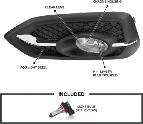 Vista 3 de Spec-D Tuning Luces antiniebla cromadas compatibles con Honda Civic 2014-2015 de 2 puertas, conjunto de par L+R