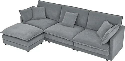 Vista 8 de Sofá modular combinado de bricolaje, juego de sofá en forma de L de 110.2 pulgadas para muebles de sala de estar, juego de muebles para la sala de 3