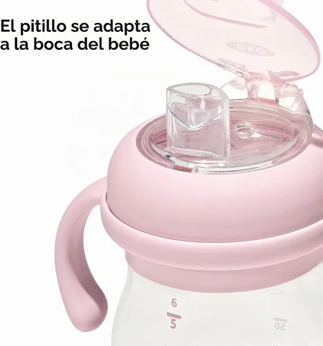 Vista 2 de OXO Tot Transitions - Vaso para sorber de boquilla suave con asas extraíbles, 6 onzas, flor Blossom