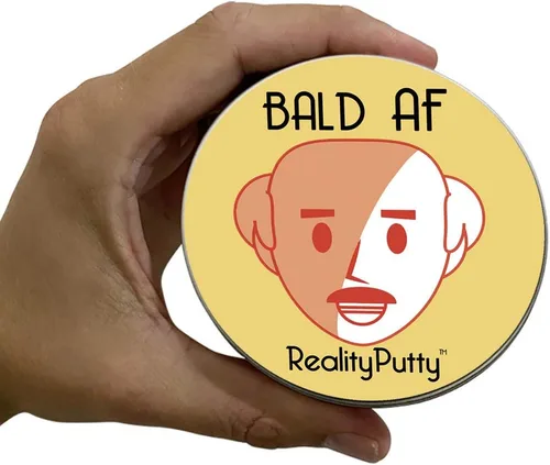 Vista 5 de Bald AF Reality Putty - Regalo de broma de hombre calvo para hombres, masa de estrés con purpurina naranja