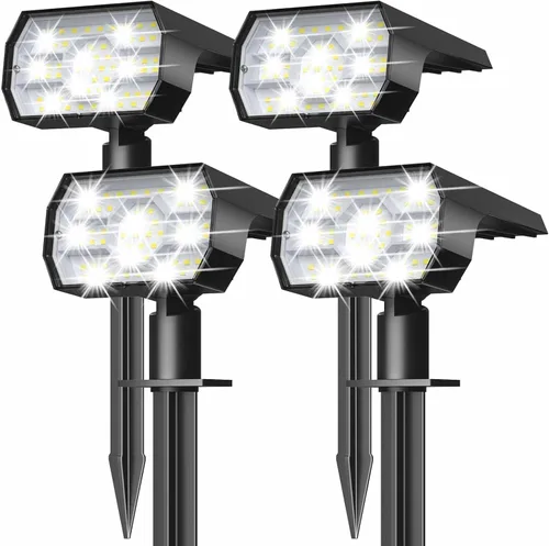 Vista 7 de NYMPHY Luces solares para exteriores, impermeables, IP68, 56 LED, 3 modos de iluminación, funciona con energía solar, luces solares para paisaje