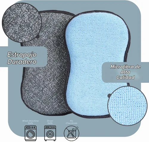 Vista 4 de Scrub- it - Esponjas multiusos para cocina - Esponja de microfibra antiarañazos junto con poder de fregado resistente, limpieza sin esfuerzo