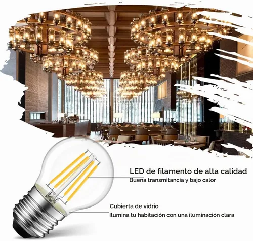 Vista 4 de LVWIT Bombilla de filamento LED G14, equivalente a 60 W, blanco cálido de 4.5W-Transparente